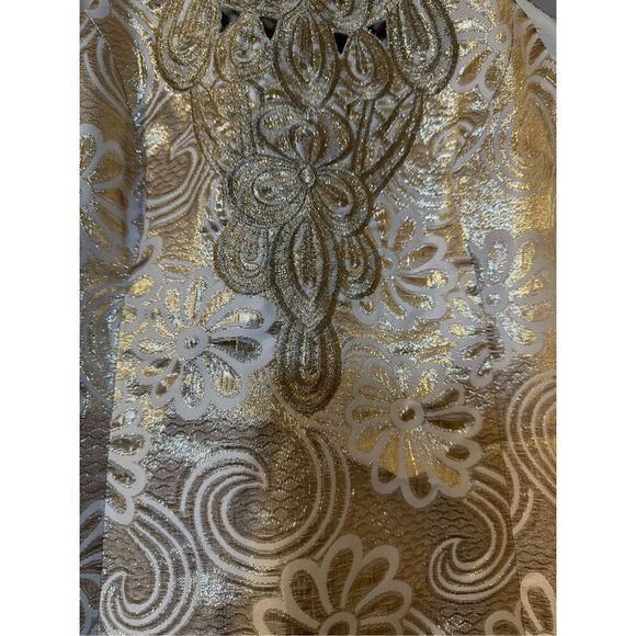 Lilly Pulitzer Size 10 Largo Shift Dress Gold Metallic Flower Jacquard Cocktail - Picture 8 of 15